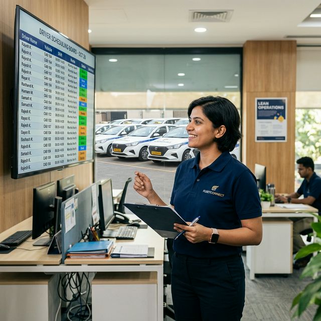 Fleet operations manager coordinating driver duty schedules